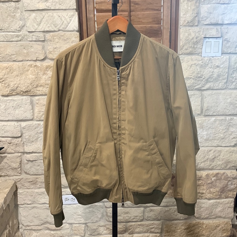 Buck Mason Oil Cloth Bomber, size M, New Without Tags.
